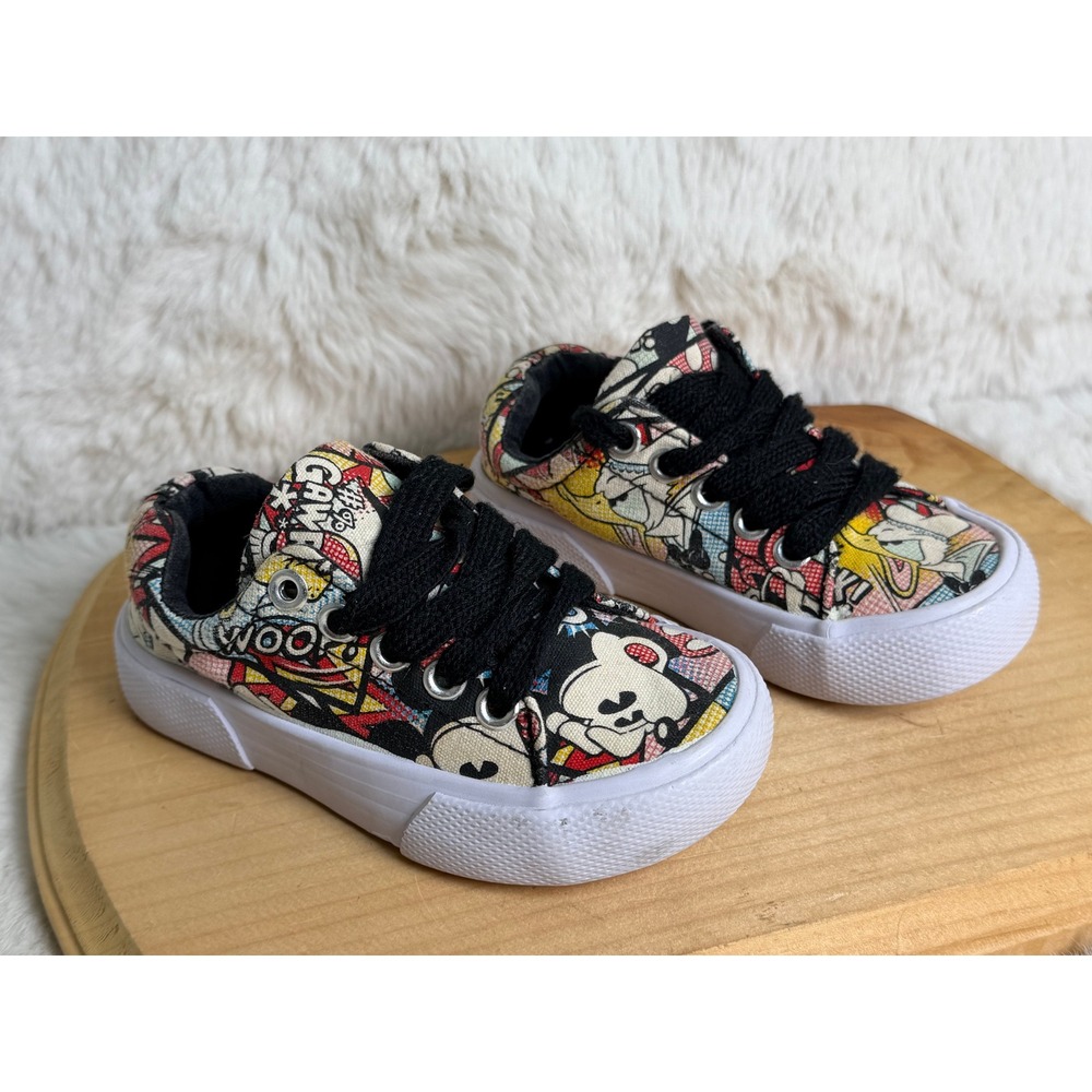 Disney Parks Mickey Mouse Donald Duck Comic Print Sneakers Toddler Size 5/6